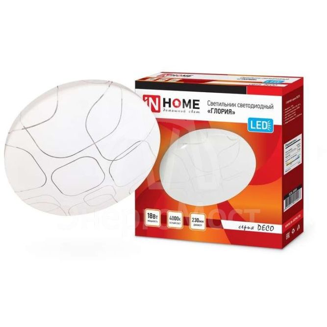 Светильник светодиодный DECO 18Вт 230В 4000К 1170лм 230мм ГЛОРИЯ IN HOME 4690612021997