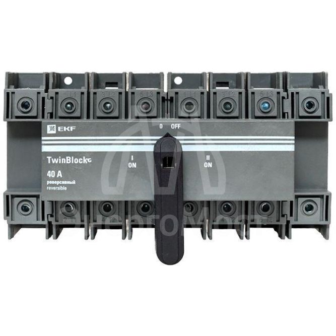 Рубильник 4п 40А реверсивный с рукояткой для прямой установки TwinBlock EKF tb-s-40-4p-rev