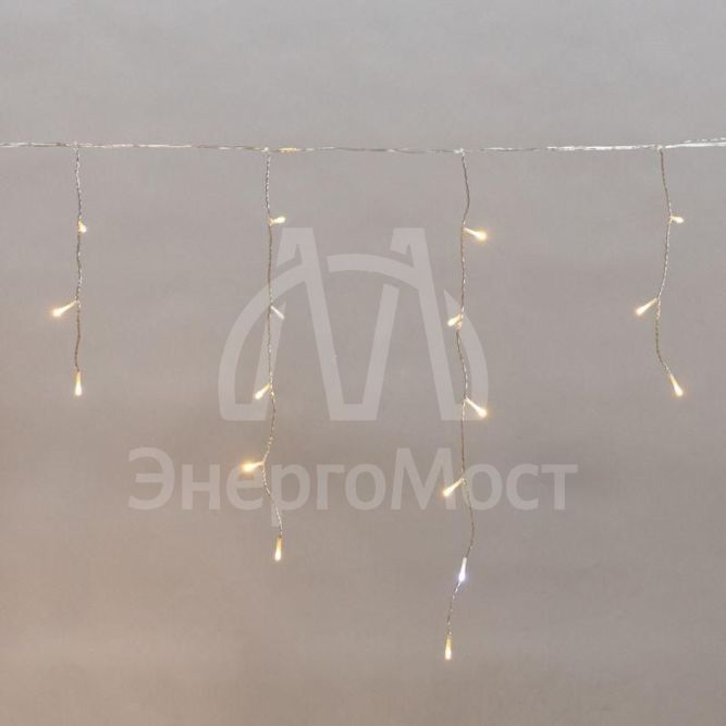 Гирлянда светодиодная &amp;quot;Айсикл&amp;quot; (бахрома) 5х0.6м с эффектом мерцания прозр. провод IP44 230В диоды теплые бел. 112 LED Neon-Night 255-526