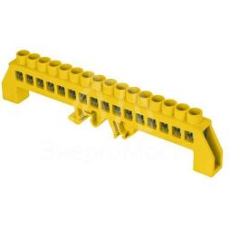 Шина нулевая PE 8х12 16 отверстий латунь желт. нейлоновый корпус комбинированный PROxima EKF sn0-125-16-dpe