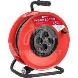 Удлинитель на катушке 4х40м с заземл. 16А IP20 Гефест 2.0 3.5кВт КГ 3х2.5 с предохранителем PROxima EKF UKG02-16-R325-4-40