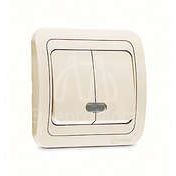 Выключатель 2-кл. СП Mimoza 10А IP20 с подсветкой крем./крем. Makel 25023