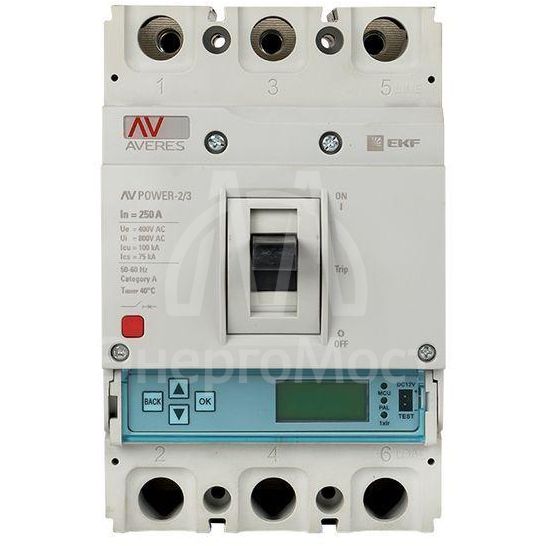 Выключатель автоматический 3п 250А 50кА AV POWER-2/3 ETU6.0 AVERES EKF mccb-23-250-6.0-av