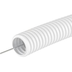 Труба гофрированная ПЛЛ гибкая d40мм с протяжкой безгалоген. (HF) ПВ-0 бел. (уп.20м) DKC 81840