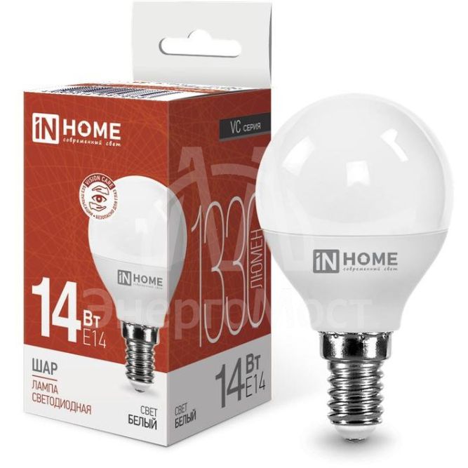 Лампа светодиодная LED-ШАР-VC 14Вт 230В E14 4000К 1330лм IN HOME 4690612047843