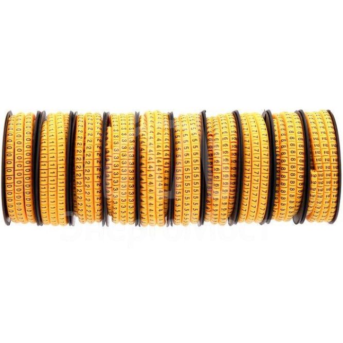 Маркер кабельный 0-9 комплект 10 роликов от 3.6 до 7.4мм REXANT 12-6061