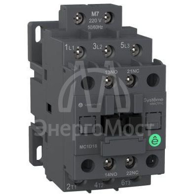 Контактор MC1D 3п 9А кат. 220В AC 1НО+1НЗ SE MC1D09M7