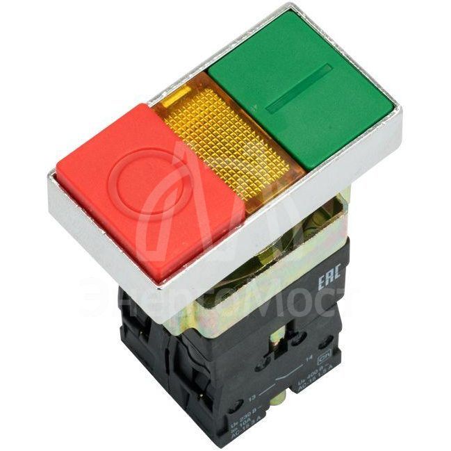 Кнопка  LAY5-BW8465 &amp;quot;I-O&amp;quot; прямоугольная 230В NO+NC PROxima EKF pbn-bw8465