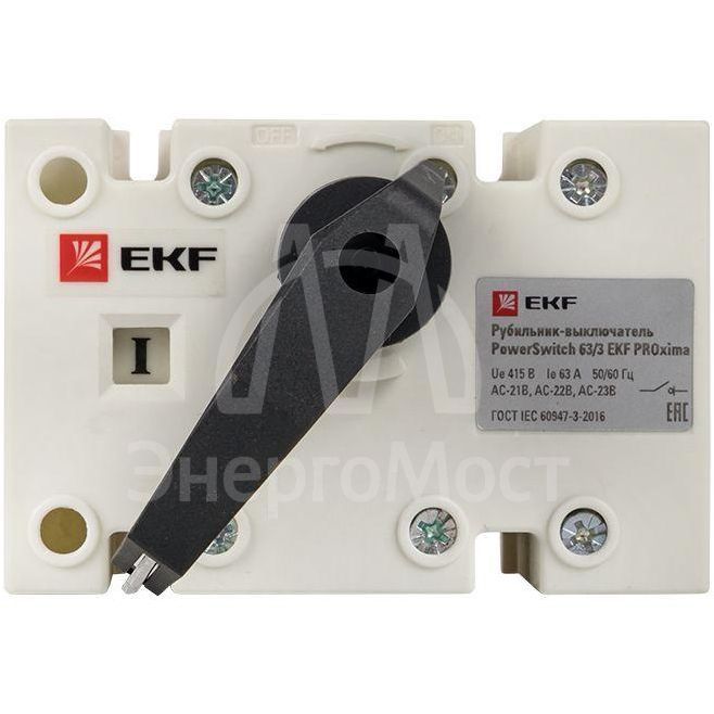 Рубильник-выключатель 3п 63А с рукояткой управления для прямой установки PowerSwitch PROxima EKF psds-63-3