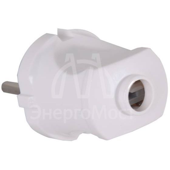 Вилка прямая б/з, белая 6А 250В Вихрь