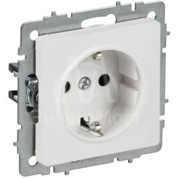 Розетка BRITE РС11-1-0-БрАБ 16А с заземл. без защ. шторок механизм арктич. бел. IEK BR-R11-16-K91