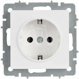 Розетка BRITE РС11-1-0-БрАБ 16А с заземл. без защ. шторок механизм арктич. бел. IEK BR-R11-16-K91