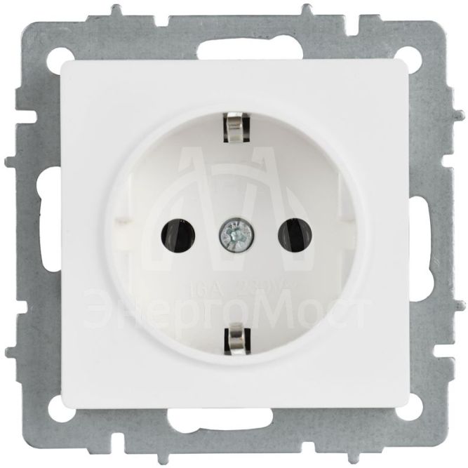 Розетка BRITE РС11-1-0-БрАБ 16А с заземл. без защ. шторок механизм арктич. бел. IEK BR-R11-16-K91