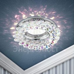 Светильник DK16 CH/PR 1х50Вт GU5.3 IP20 MR16 12В/220В точечный; декор &amp;quot;круглый с мелкими хрусталиками&amp;quot; хром./перламутр. ЭРА Б0005210