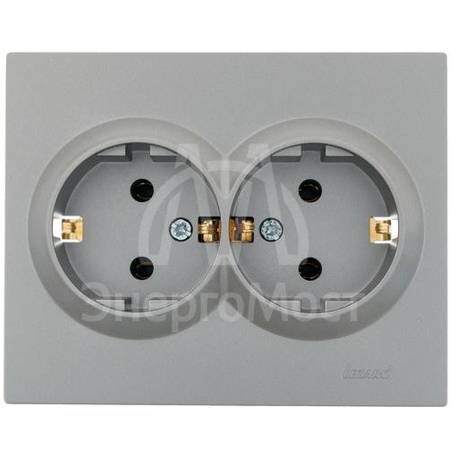 Розетка 2-м СП VESNA с заземл. ПБТ платина LEZARD 742-3500-127B
