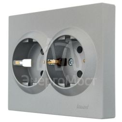 Розетка 2-м СП VESNA с заземл. ПБТ платина LEZARD 742-3500-127B