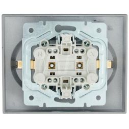 Розетка 2-м СП VESNA с заземл. ПБТ платина LEZARD 742-3500-127B