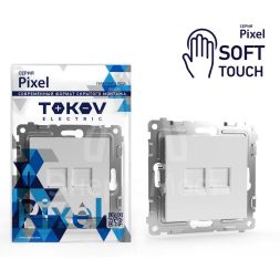 Розетка компьютерная 2-м СП Pixel RJ45 кат.5E механизм айс TOKOV ELECTRIC TKE-PX-RC2-C34