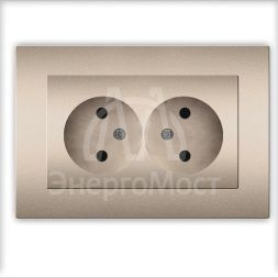 Розетка 2-м СП Афина 16А IP20 без заземл. в сборе шампань Universal A0102-Br