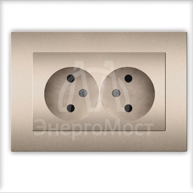 Розетка 2-м СП Афина 16А IP20 без заземл. в сборе шампань Universal A0102-Br