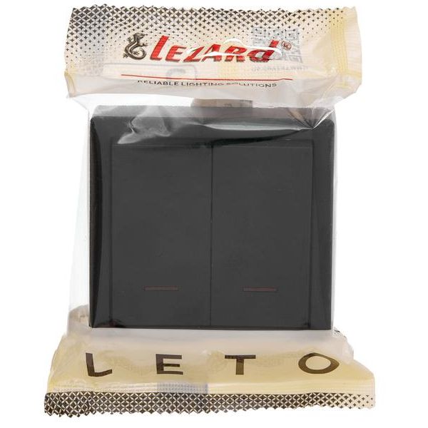 Выключатель 2-клав. с инд. LETO черн. бархат LEZARD 752-4200-112