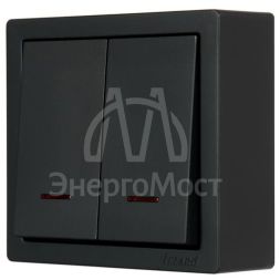 Выключатель 2-клав. с инд. LETO черн. бархат LEZARD 752-4200-112