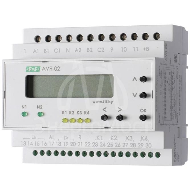 Устройство управления резервным питанием AVR-02 (3х400В+N; 5 перекл. х8А; IP20) F&amp;amp;F EA04.006.004