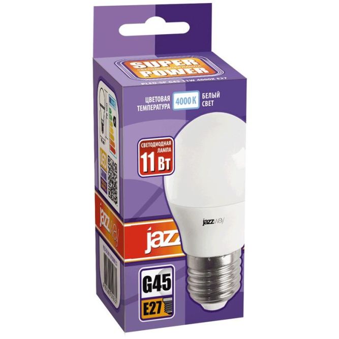 Лампа светодиодная PLED- SP G45 11Вт E27 4000К 230/50 JazzWay 5019362