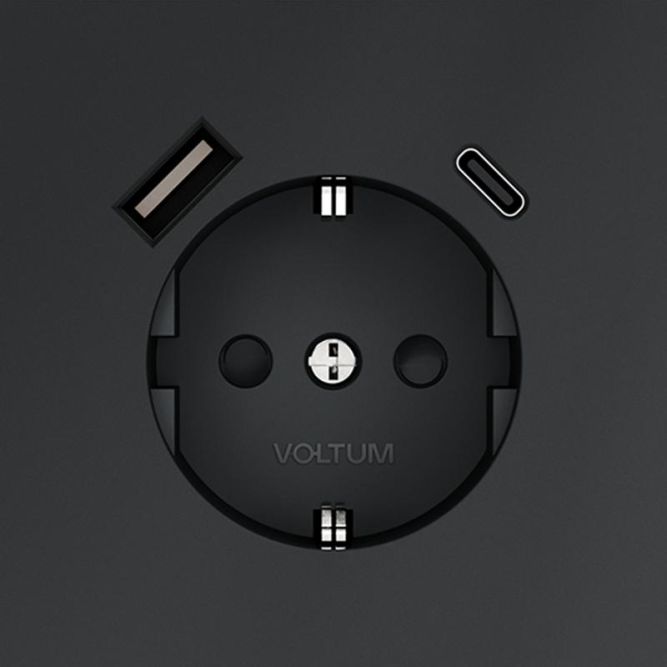 Розетка 1-м СП S70 16А с USB A+С с заземл. защ. шторки механизм графит Voltum VLS040507