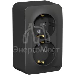 Розетка 2-м ОП BLANCA 16А 250В защ. шторки с заземл. антрацит SchE BLNRA011206