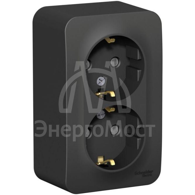 Розетка 2-м ОП BLANCA 16А 250В защ. шторки с заземл. антрацит SchE BLNRA011206