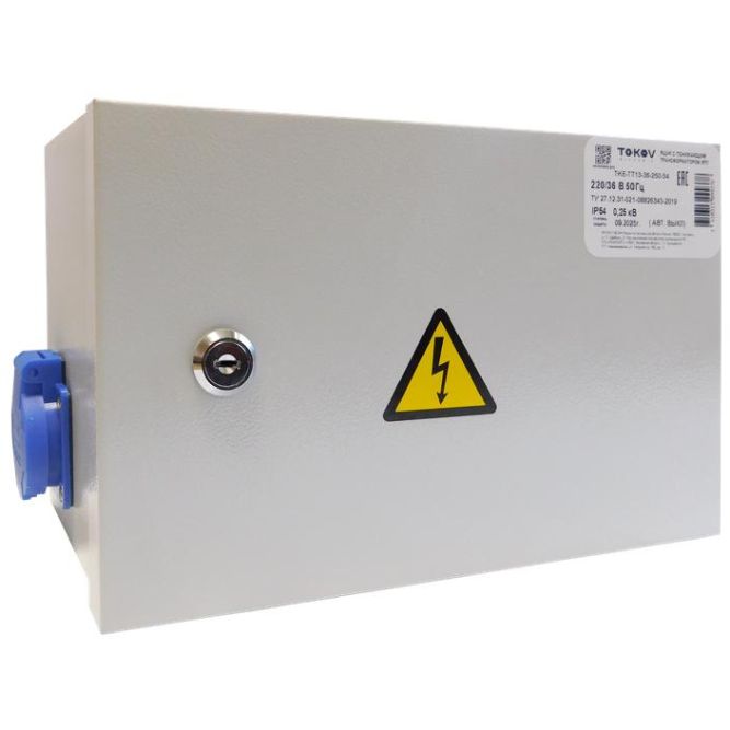 Ящик с понижающим трансформатором ЯТП 0.25 230/24 (3 авт. выкл.) IP54 TOKOV ELECTRIC TKE-TT13-24-250-54