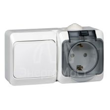 Блок ОП Этюд (1-кл. выкл. + евророз. защ. шторки) IP44 бел. SchE BPA16-241B