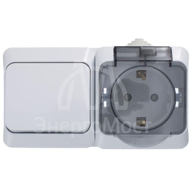 Блок ОП Этюд (1-кл. выкл. + евророз. защ. шторки) IP44 бел. SchE BPA16-241B