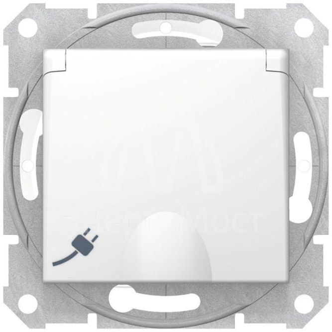 Механизм розетки 1-м СП Sedna 16А IP44 с защ. крышкой защ. шторки с заземл. быстрозажим. контакты бел. SchE SDN3100521