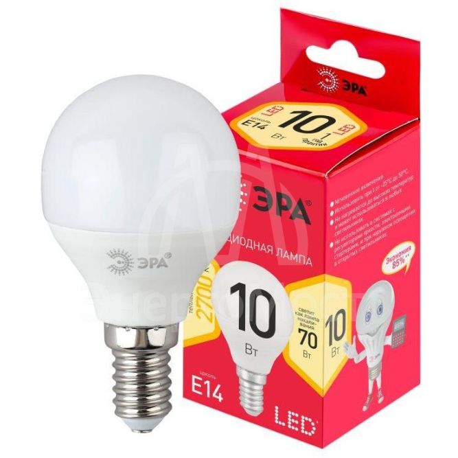 Лампа светодиодная RED LINE LED P45-10W-827-E14 R 10Вт P45 свеча 2700К тепл.бел. E14 Эра Б0052378