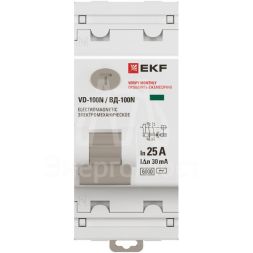 Выключатель дифференциального тока 2п 25А 30мА тип AC 6кА ВД-100N электромех. PROxima EKF E1026M2530