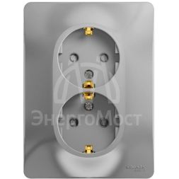 Розетка 2-м СП Glossa защ. шторки в сборе с заземл. в сборе алюм. SchE GSL000326