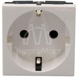 Механизм розетки 1-м СП Mosaic New 2мод. 2К+З защ. шторки винт. клеммы нем. станд. с заземл. бел. Leg 077213