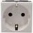 Механизм розетки 1-м СП Mosaic New 2мод. 2К+З защ. шторки винт. клеммы нем. станд. с заземл. бел. Leg 077213