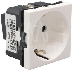 Механизм розетки 1-м СП Mosaic New 2мод. 2К+З защ. шторки винт. клеммы нем. станд. с заземл. бел. Leg 077213