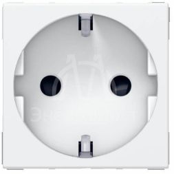Механизм розетки 1-м СП Mosaic New 2мод. 2К+З защ. шторки винт. клеммы нем. станд. с заземл. бел. Leg 077213