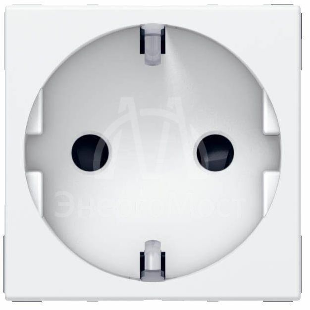 Механизм розетки 1-м СП Mosaic New 2мод. 2К+З защ. шторки винт. клеммы нем. станд. с заземл. бел. Leg 077213