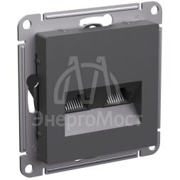 Розетка двойная компьютерная AtlasDesign RJ45+RJ45 кат.5Е механизм базальт SE ATN001485