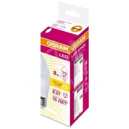 Лампа светодиодная LED STAR CLASSIC B 75 8W/830 8Вт свеча 3000К тепл. бел. E27 806лм 220-240В матов. пласт. OSRAM 4058075210745