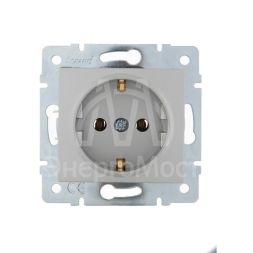Механизм розетки 1-м СП KARINA термопласт с заземл. серебро мат. LEZARD 707-4388-122B
