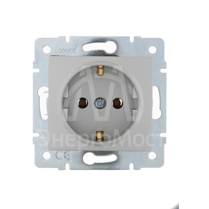 Механизм розетки 1-м СП KARINA термопласт с заземл. серебро мат. LEZARD 707-4388-122B
