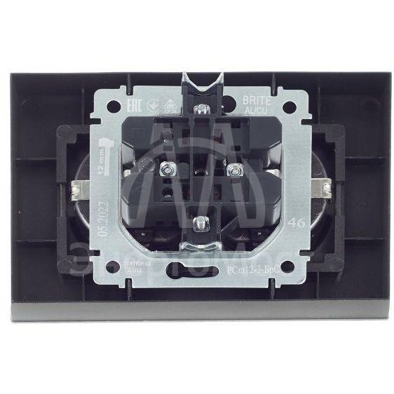 Розетка 2-м СП BRITE РСш12-3-БрС 16А в сборе с заземл. защ. шторки сталь IEK BR-R24-16-K46-F