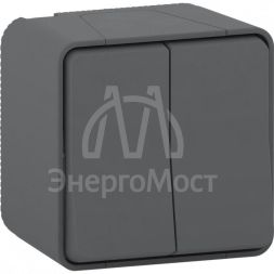 Переключатель 2-кл. ОП Mureva Styl 10А IP55 (сх. 6+6) в сборе антрацит SchE MUR35022