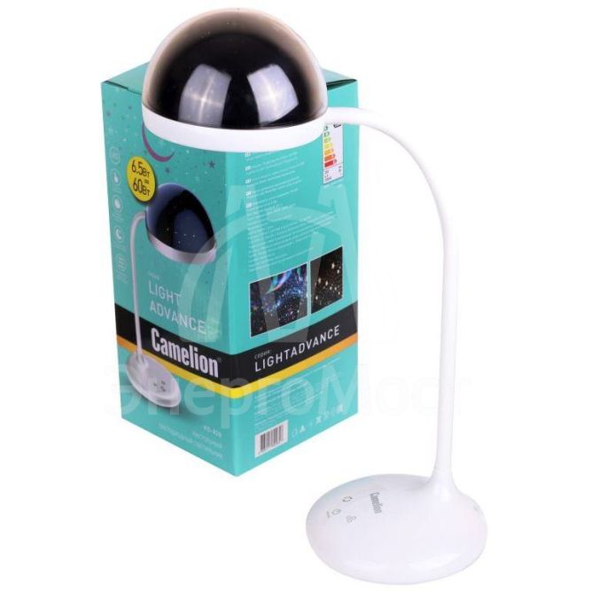 Светильник настольный KD-828 C01 LED 6.5Вт 230В 360лм сенс.рег.ярк .CCT RGB-ночник &amp;quot;Звездн. небо&amp;quot; бел. Camelion 13006